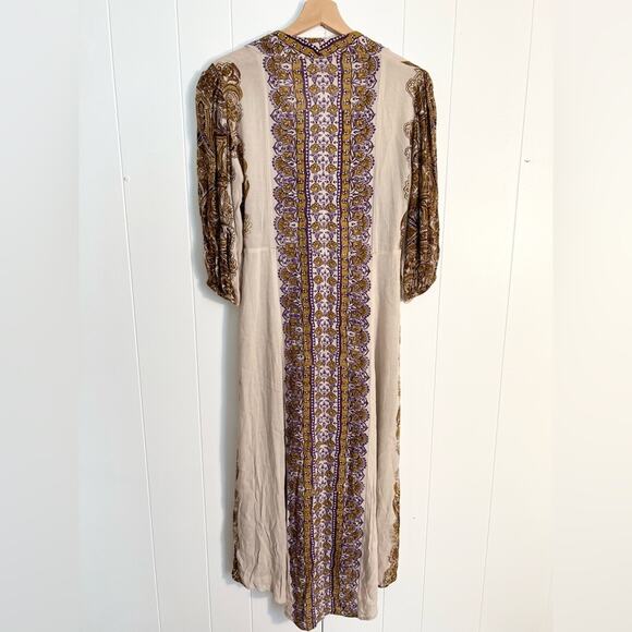 Free people Azalea dress midi paisley pattern neutral boho cream - Picture 8 of 8